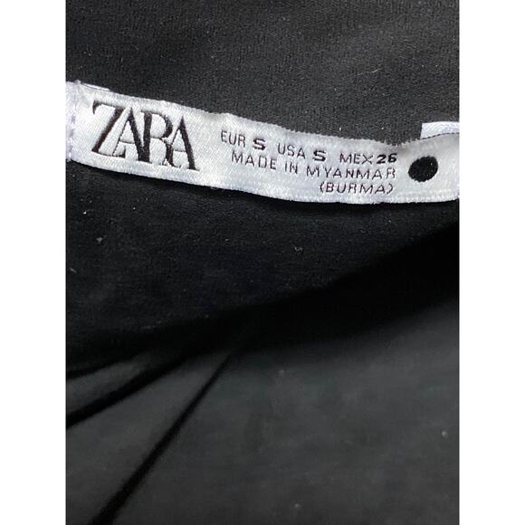 Zara Women's Black Faux Leather Suede Rhinestone Fringe Cropped Jacket Size S - Picture 6 of 6